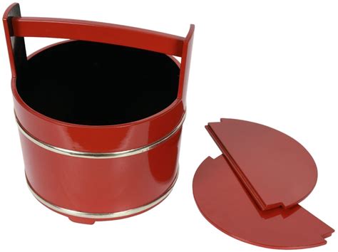 Japanese red, black and silver lacquer Mizusashi - L23010 - Kazari