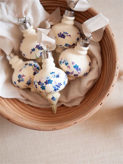 Beige Hand-painted Ceramic Ornament With Forget Me Not - Etsy ...
