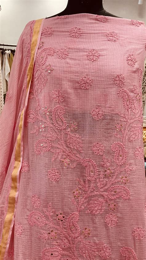 Kota Cotton Booty Onion Pink - Lucknawi Chikankari