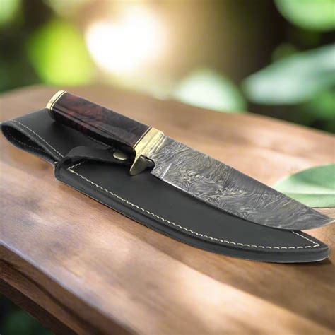 Haruto-II 7.5 Damascus Bowie Knife with Leather Sheath