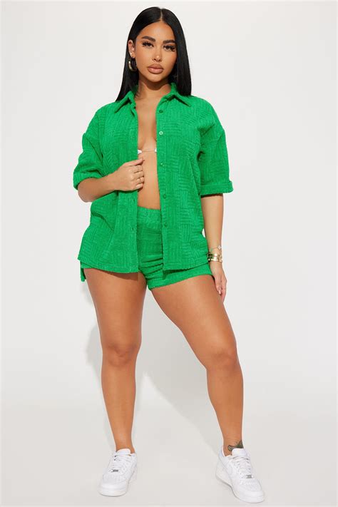 Ayana Terry Cloth Short Set - Kelly Green | Fashion Nova