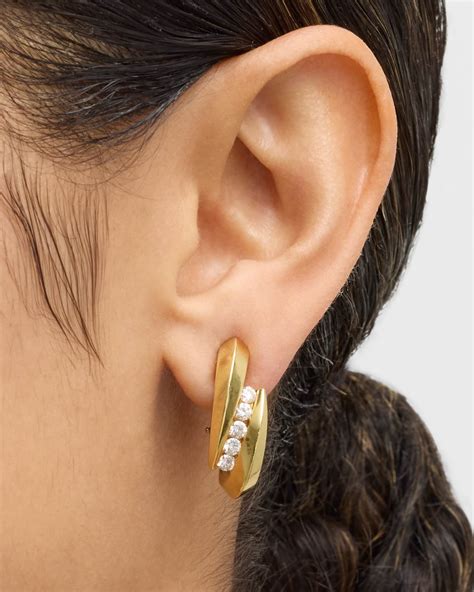 NM Estate Estate Honora 18K Yellow Gold Diamond Twist Earrings | Neiman Marcus