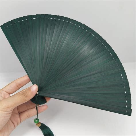 Elegant Minimalism Bamboo Fan, Vintage Green Folding Fan, Antiquity ...