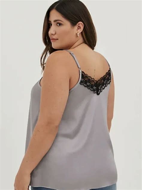Plus Size Trim Lace & Silk Camisole Online India | Snazzyway