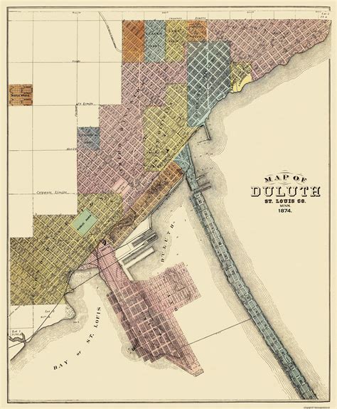 Historic City Map - Duluth Minnesota - Andreas 1874 - 23 x 27.94 - Vin ...