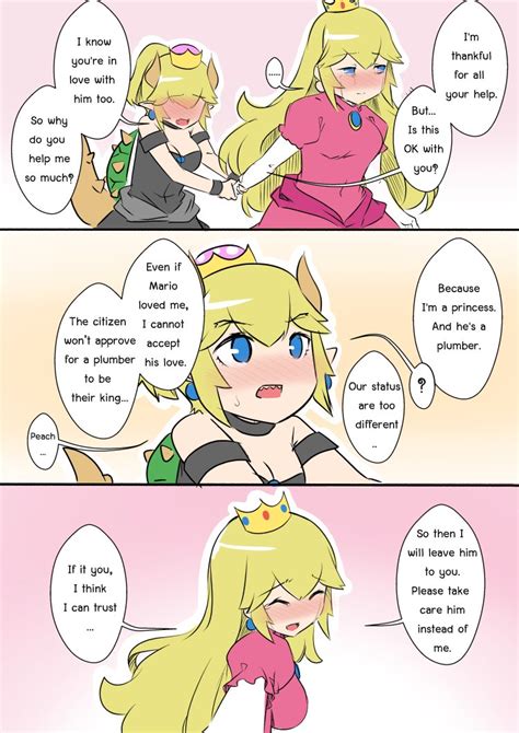 bowsette and princess peach (mario and 1 more) drawn by sesield | Danbooru
