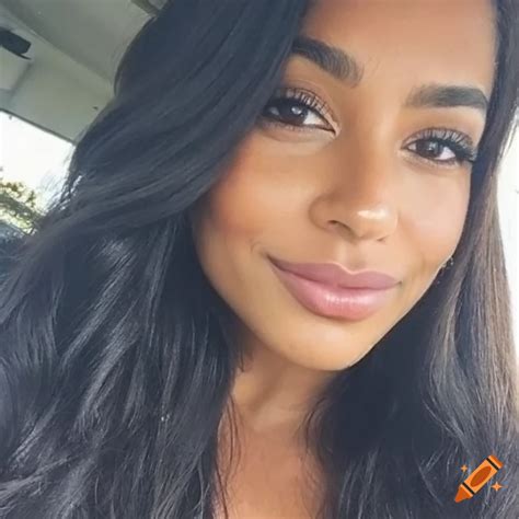 No makeup, bare face, natural skin, latina woman, selfie on Craiyon