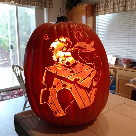 Sensational Snoopy Vs. The Red Baron Pumpkin Carving - Between The ...