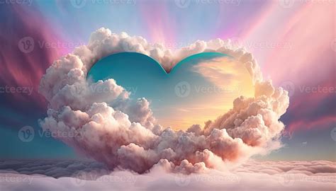 A Beautiful heart object in the sky with colorful clouds 20173575 Stock ...