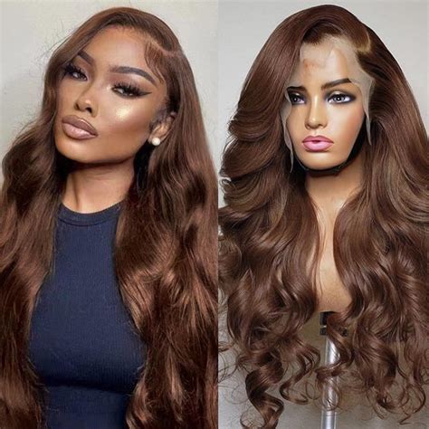 Amazon.com : Oxeyegirl 22 Inch 13x4 Deep Wave Light Chocolate Brown HD ...