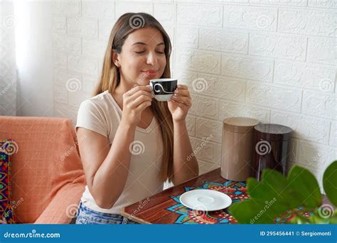 Coffee Ads. Beautiful Girl Appreciates the Smell of Coffee at Home Stock Image - Image of ... - what is the smell of coffee