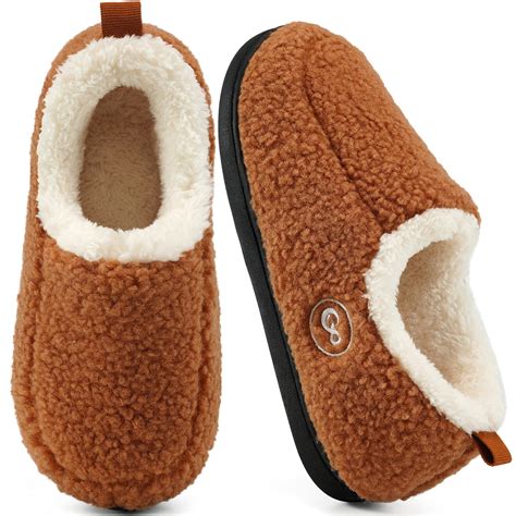 Ecetana Womens Fuzzy Memory Foam Slippers, Plush Fleece Lined Scuff ...