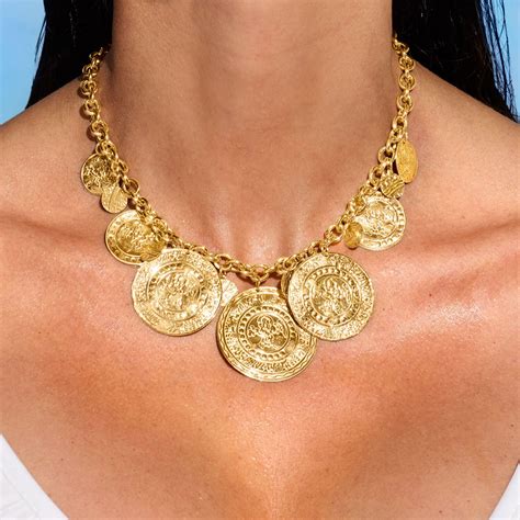 Italian 18kt Gold Over Ancient Arabic-Inspired Replica Coin Necklace ...