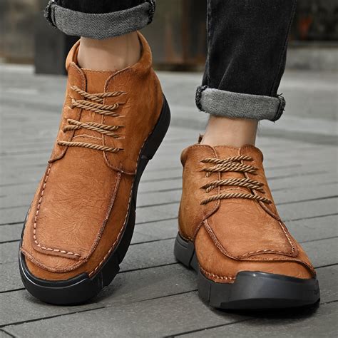 Mostelo® -Winter men's casual leather shoes with leather soft soles an ...
