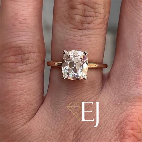 Old Mine Cut Diamond Ring 2.50 CT Cushion Cut Engagement Ring, Old Mine ...