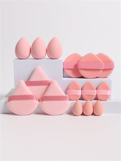 Set Of 15 Makeup Sponges, Including 3 Triangle Powder Puffs, 3 Round ...