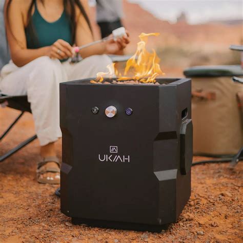 Ukiah Tailgater II 17 In. Black Square Gas Fire Pit with Beat to Music ...