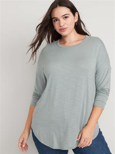 Long-Sleeve Luxe Slub-Knit Tunic T-Shirt for Women | Old Navy