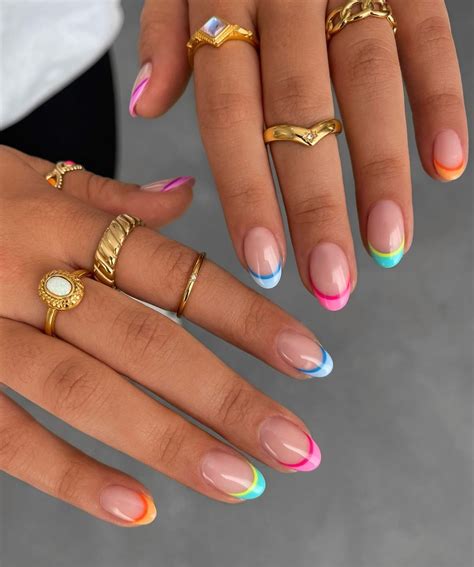 peachi nails on Instagram: "colourful double french 🩷🩵💛🧡 @cmp ...