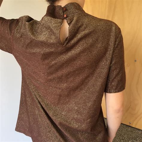BROWN SPARKLED TOP⭐️ Funky retro Relaxed fit, hip... - Depop