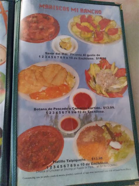 Menu at El Mirador restaurant, Blackfoot