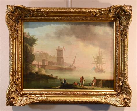 Coastal Landscape See Paint Lacroix de Marseille Oil on canvas 18th ...
