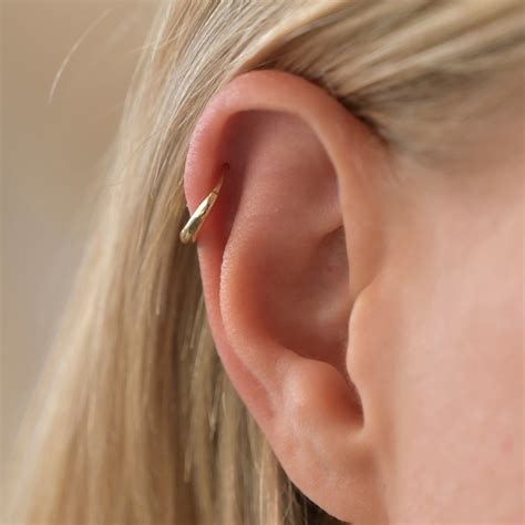 Gold Eclipse Cartilage Helix Hoop Earrings - Single | Helix earrings ...