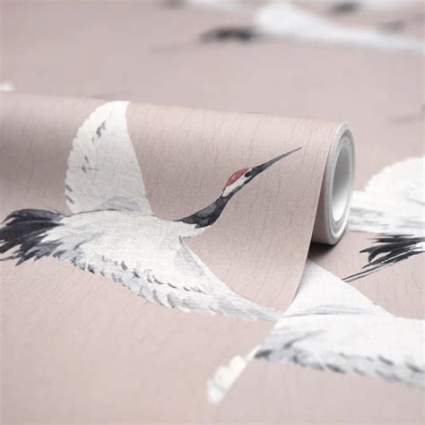 Soaring Cranes Wallpaper in Nude - I Love Wallpaper