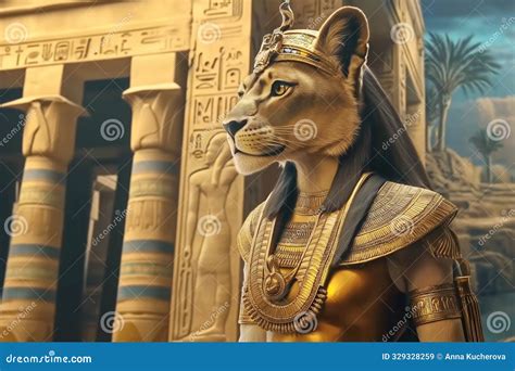 Lioness-headed Egyptian Goddess Sekhmet in Ancient Temple Stock ...