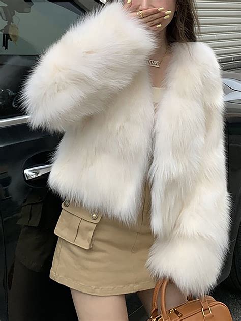 1pc White Thickened Long Pile Short Fluffy Jacket, Winter in 2025 ...