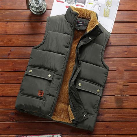 Men's Outerwear Vests Winter Quilted Padded Vest Gilet Stand Collar ...