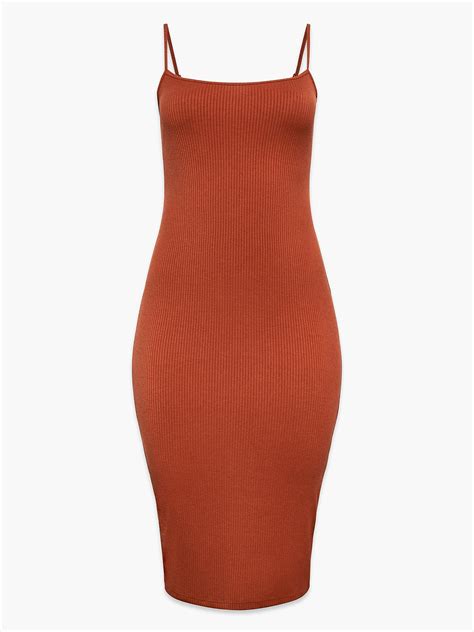 Essential Rib Midi Dress in Brown & Orange | SAVAGE X FENTY