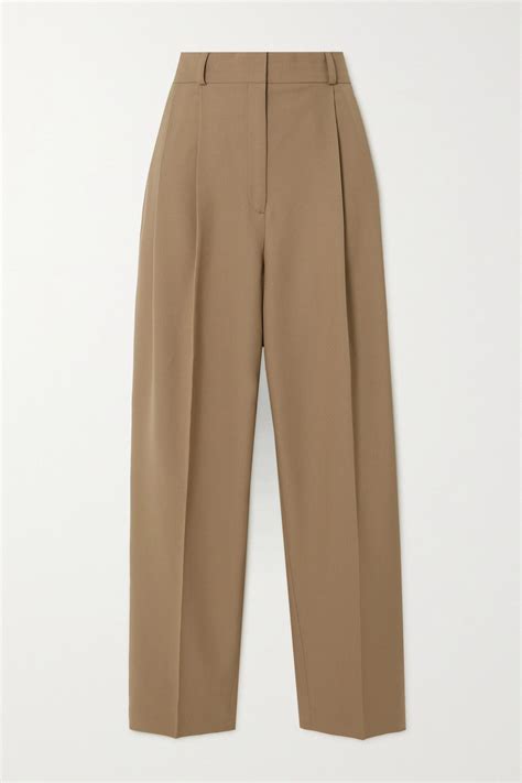 TOTEME Pleated recycled grain de poudre wide-leg pants | Slacks for ...