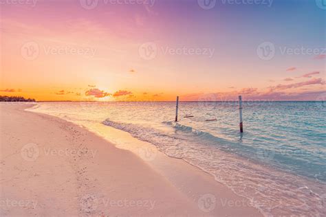 Tropical sunset beach and sky background as exotic summer landscape ...