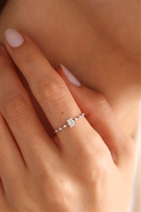 Dainty Diamond Engagement Ring Wedding Ring Couple Rings Delicate Ring ...