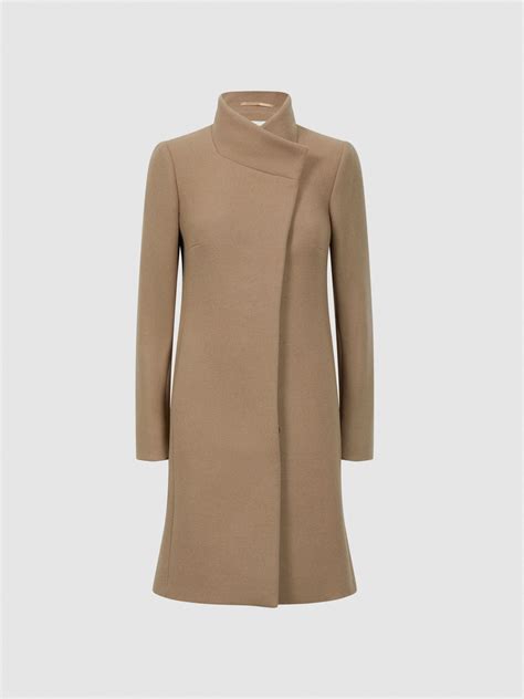 Reiss Petite Wool Blend Mid-Length Coat in Camel | REISS