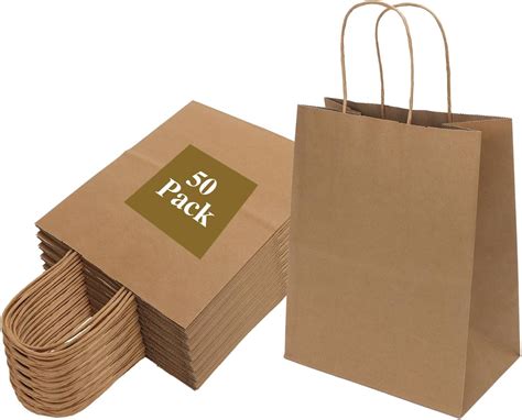 Amazon.com: Joybe 50 Pack 8x4.75x10 Inch Medium Brown Paper Bags with ...