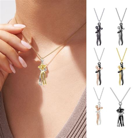 SmartBy Couple Hugging Necklace Romantic Love Symbol Embrace Necklace ...