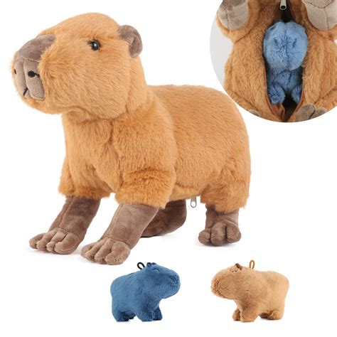 Capybara Plush With 2 Small Capybara Stuffed Animals, 3Piece Soft ...