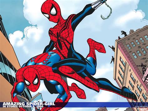 HD Comic Wallpaper: The Amazing Spider-Girl & Spider-Man Swing into Action
