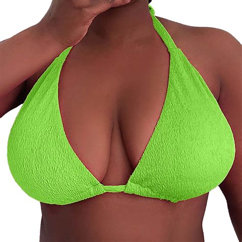 Plus Size Women's Triangle Bikini Top Adjustable Backless Swimwear for ...