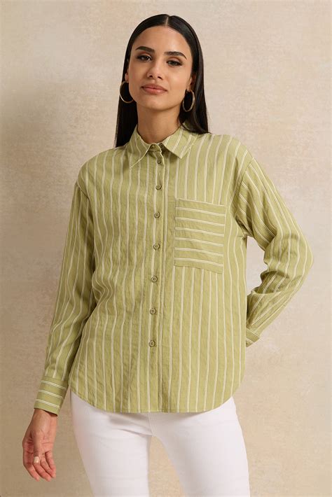 Buy Women Green Striped Shirt 130447548 in Saudi Arabia | REDTAG