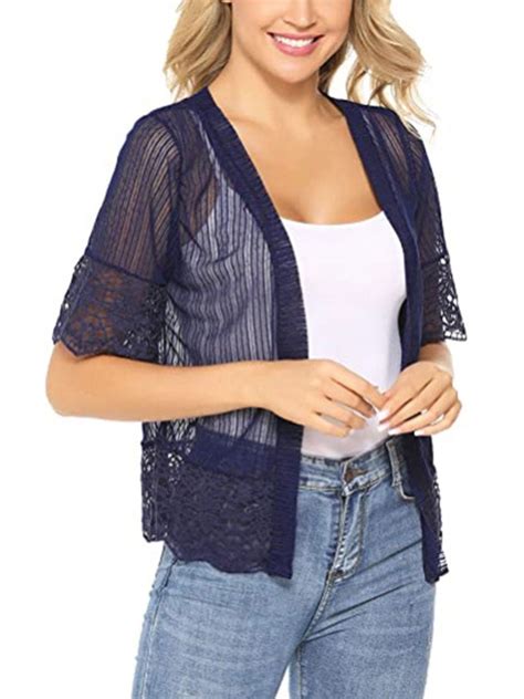 Caitzr Women's Casual Lace Cardigan Summer Lightweight Crochet Floral ...