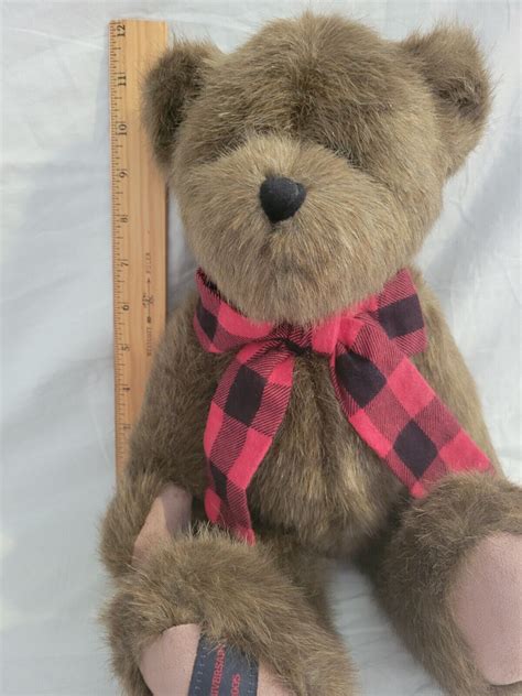 Boyd's Bear Plush PF McBeansley Brown w Red and Black Flannel Bow ...