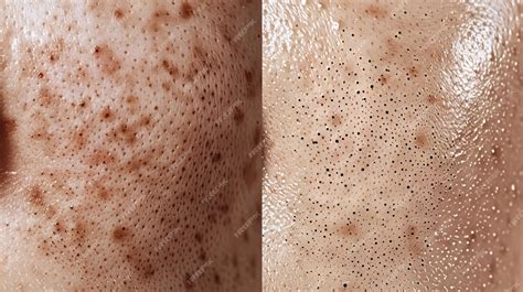 Before and after closeup of blackhead removal on nose skin | Premium AI ...