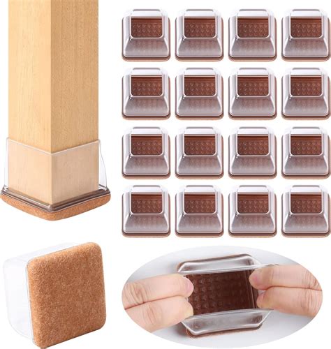 Maydahui 12PCS Square Chair Leg Floor Protectors Silicone Caps Rubber ...