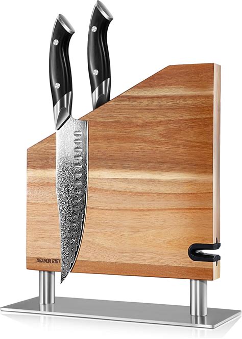 Amazon.com: DRAGON RIOT Magnetic Knife Block, Acacia Wood Magnetic Knives Holder Rack for ...