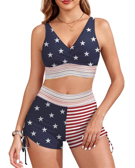 4th of July Swimsuits for Women American Flag Bikini Red White and Blue ...