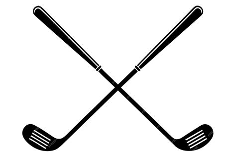 Two crossed golf clubs and ball Stick for golf black silhouette ...
