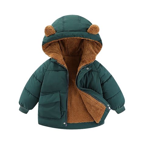 Baby Winter Jacket with Hooded Cute Cartoon Animal Printed Long Sleeve ...